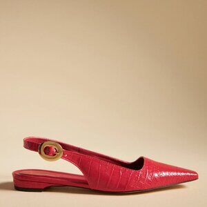 By Anthropologie Snip-Toe Slingback Flats – Bright Red – Size US 8–8.5 / EU 39